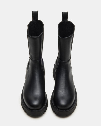 LOWA Black Leather Lug Chelsea Platform Women's Ankle Boot Steve Madden BLACK LEATHER