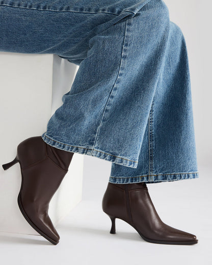 STASIA Brown Pointed-Toe Kitten Heel Women's Ankle Boot Steve Madden BROWN