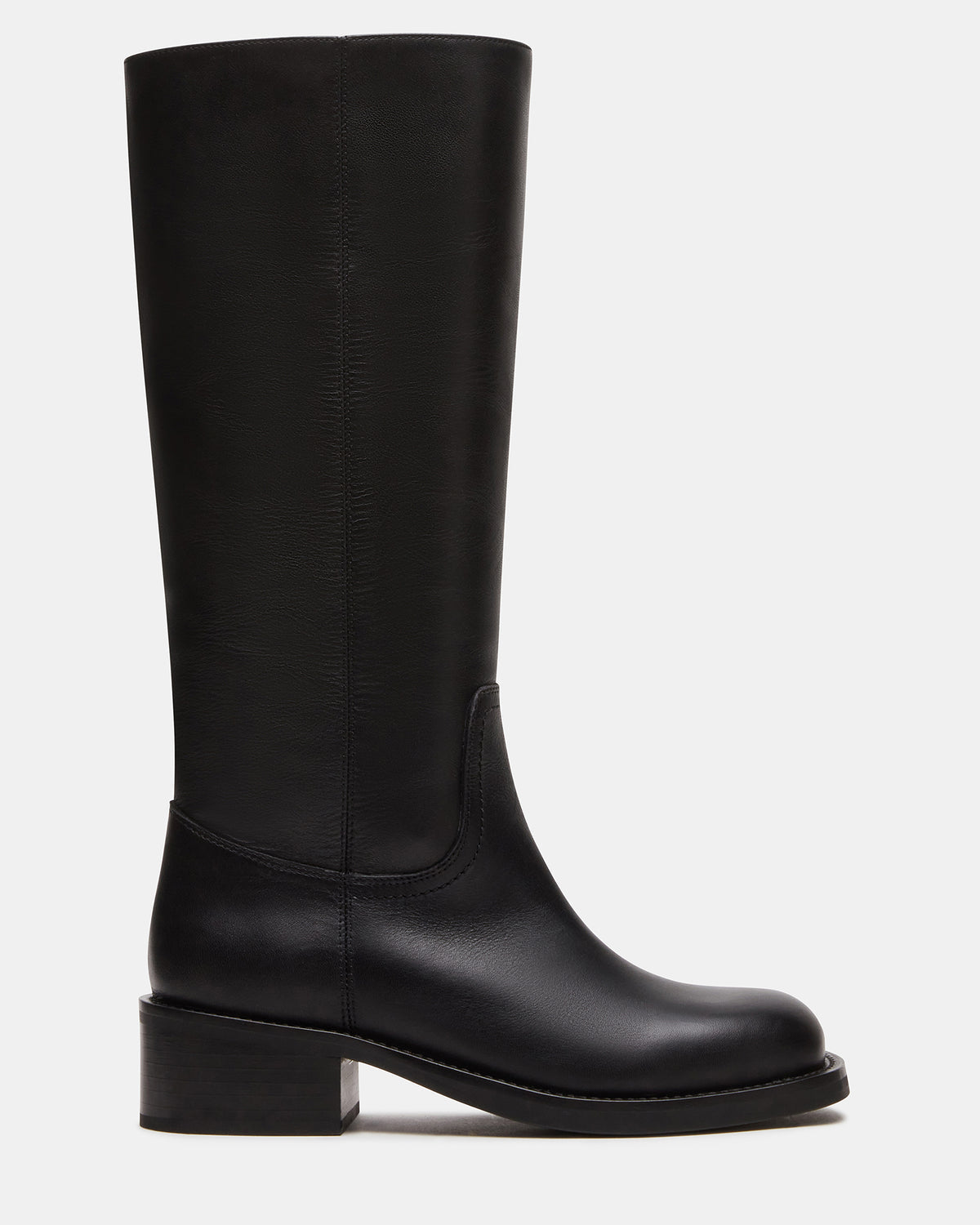 RIGGS Black Leather Square-Toe Women's Boot Steve Madden BLACK LEATHER