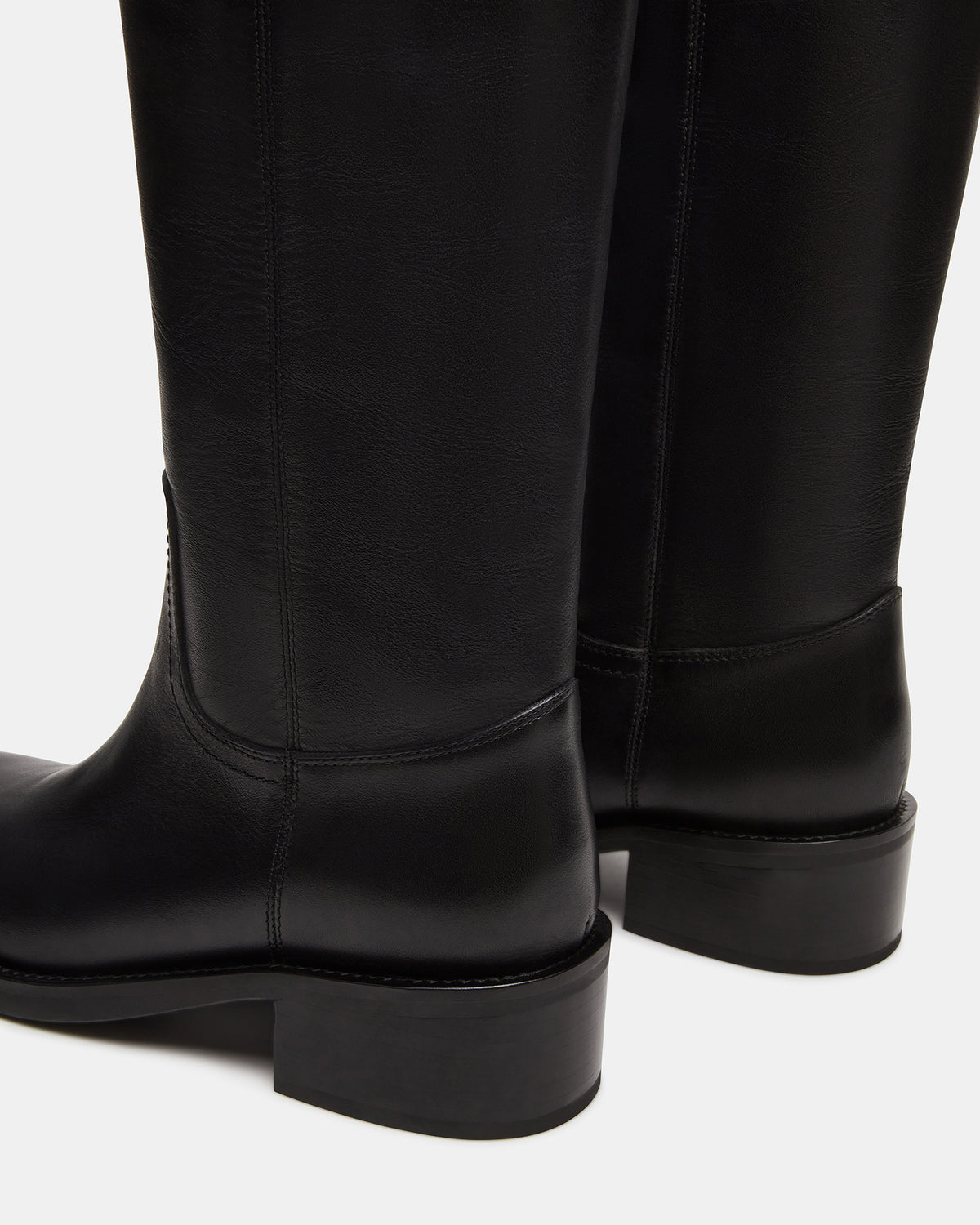 RIGGS Black Leather Square-Toe Women's Boot Steve Madden BLACK LEATHER