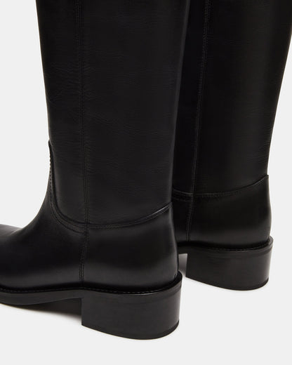 RIGGS Black Leather Square-Toe Women's Boot Steve Madden BLACK LEATHER