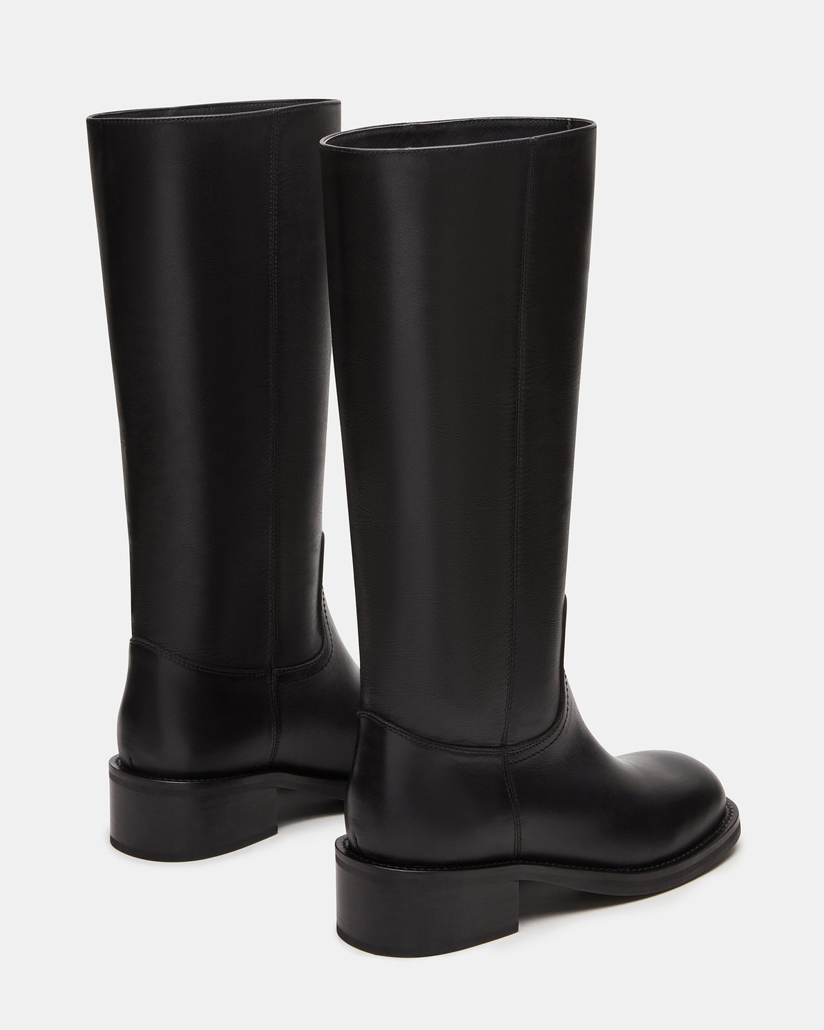 RIGGS Black Leather Square-Toe Women's Boot Steve Madden BLACK LEATHER