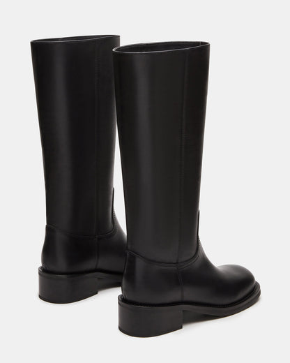 RIGGS Black Leather Square-Toe Women's Boot Steve Madden BLACK LEATHER