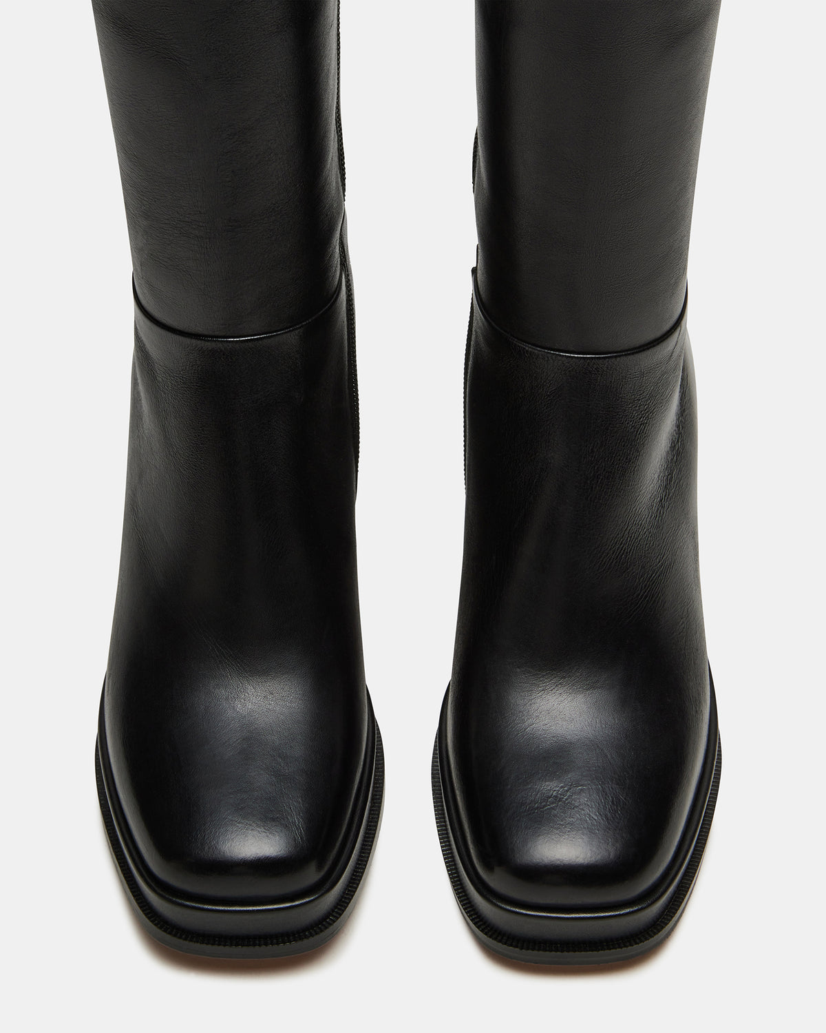 MYSTERY Black Leather Women's Block Heel Platform Boot Steve Madden BLACK LEATHER