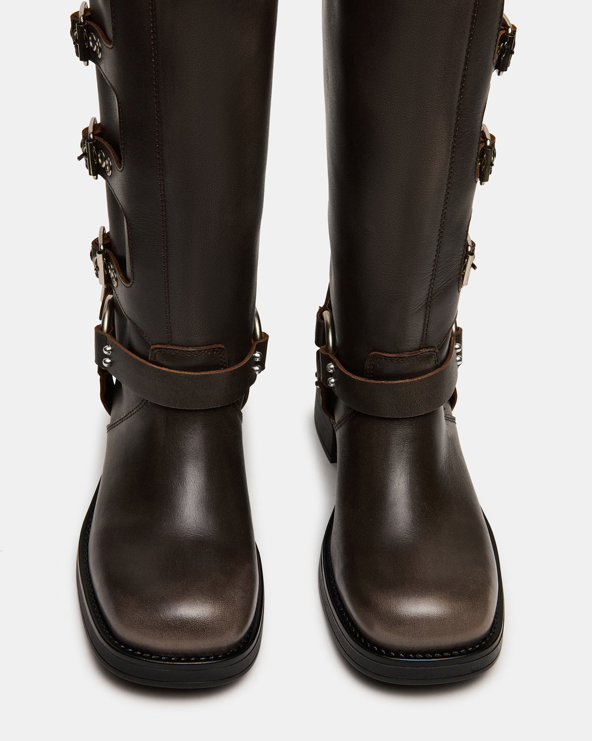 ROCKY Brown Distressed Wide Calf Knee-High Moto Women's Boot Steve Madden BROWN DISTRESSED