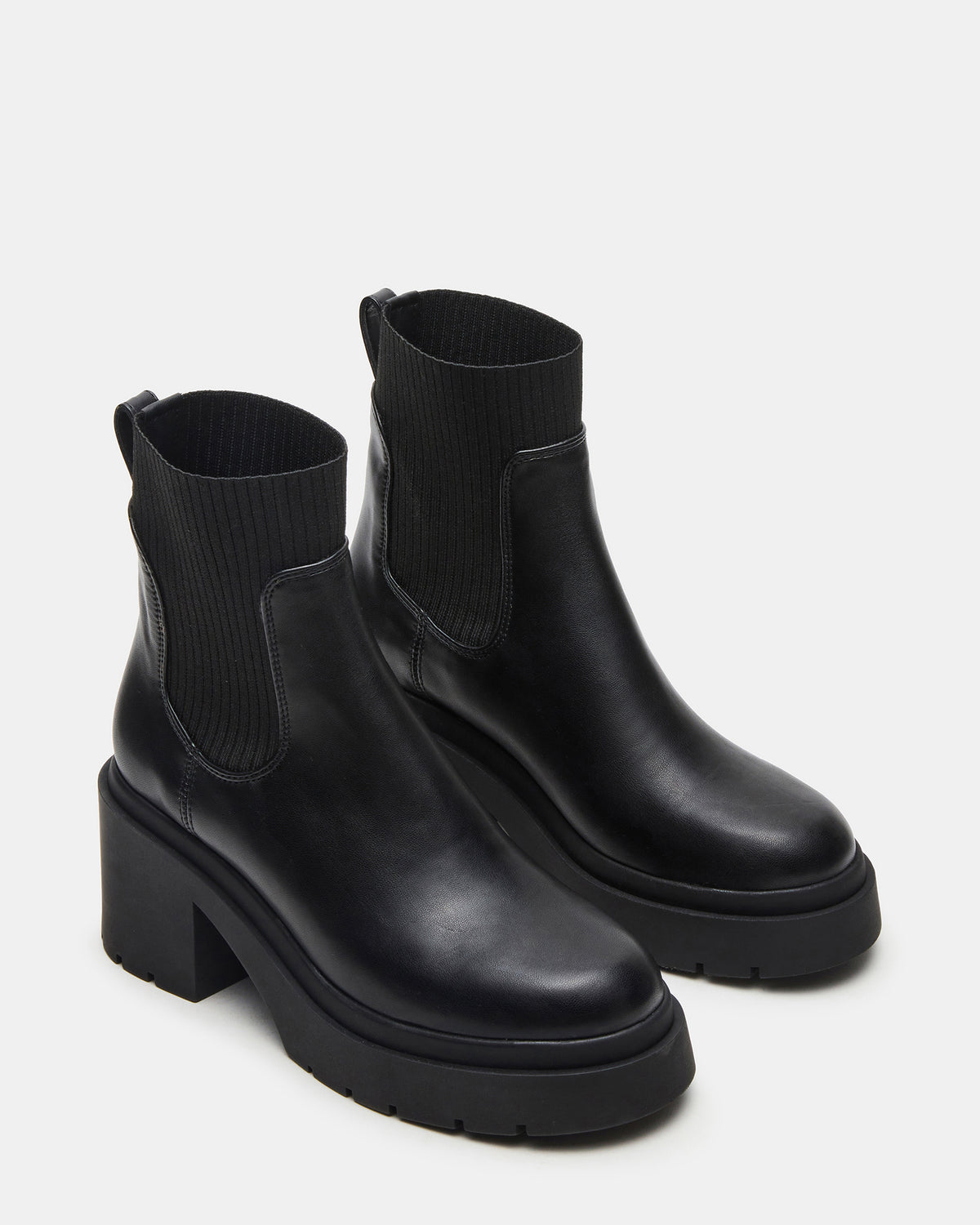 KOA Black Lug Sole Chelsea Women's Ankle Boot Steve Madden BLACK