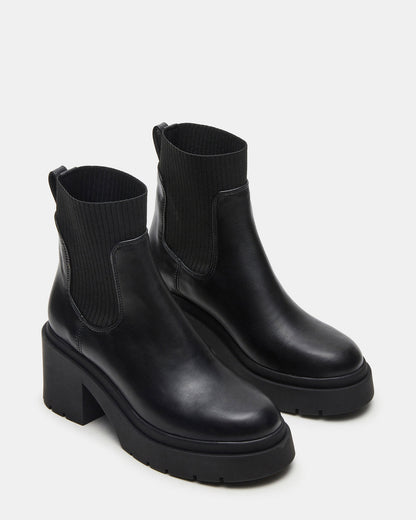 KOA Black Lug Sole Chelsea Women's Ankle Boot Steve Madden BLACK