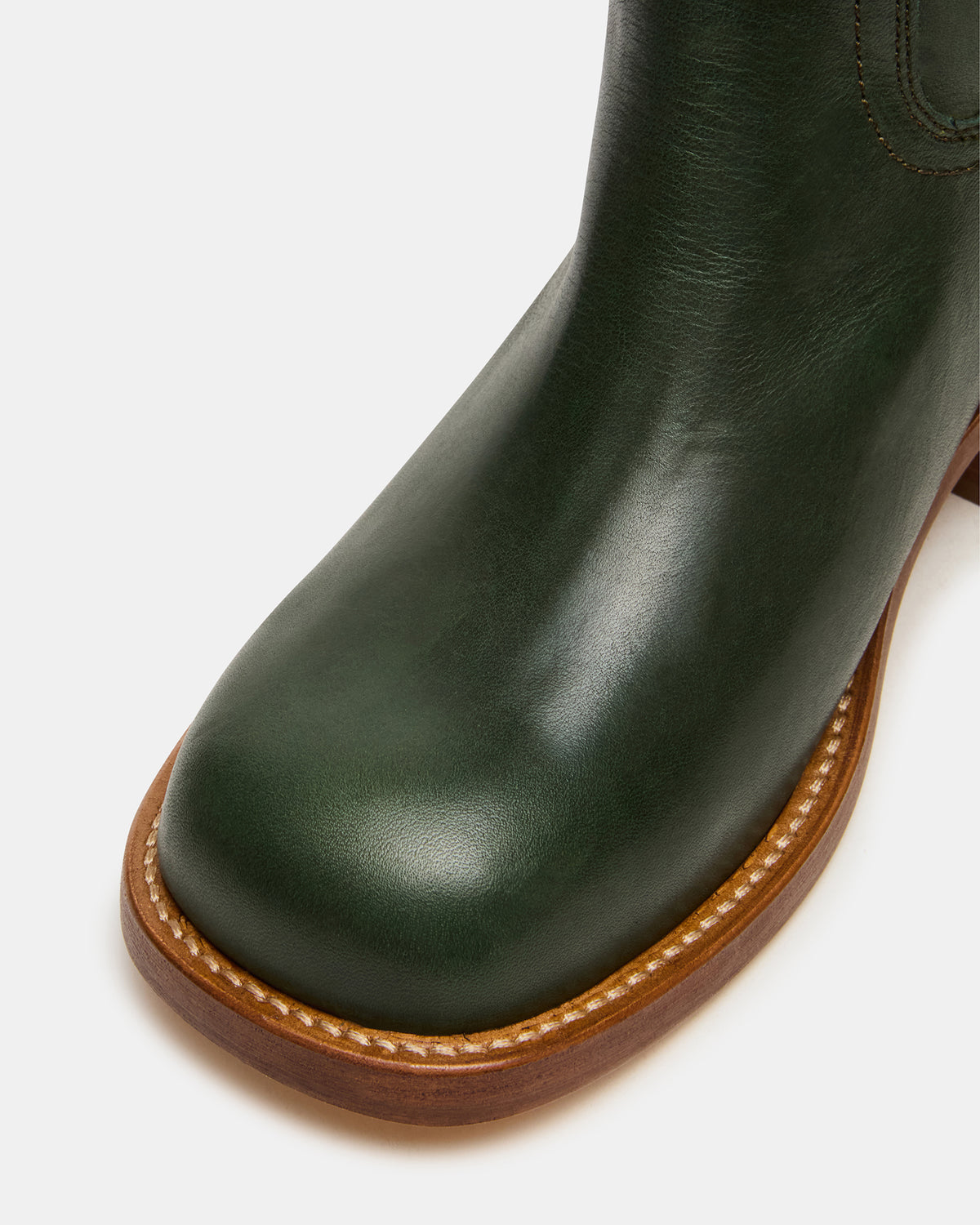 RIGGS Dark Green Leather Square-Toe Women's Boot Steve Madden DARK GREEN LEATHER