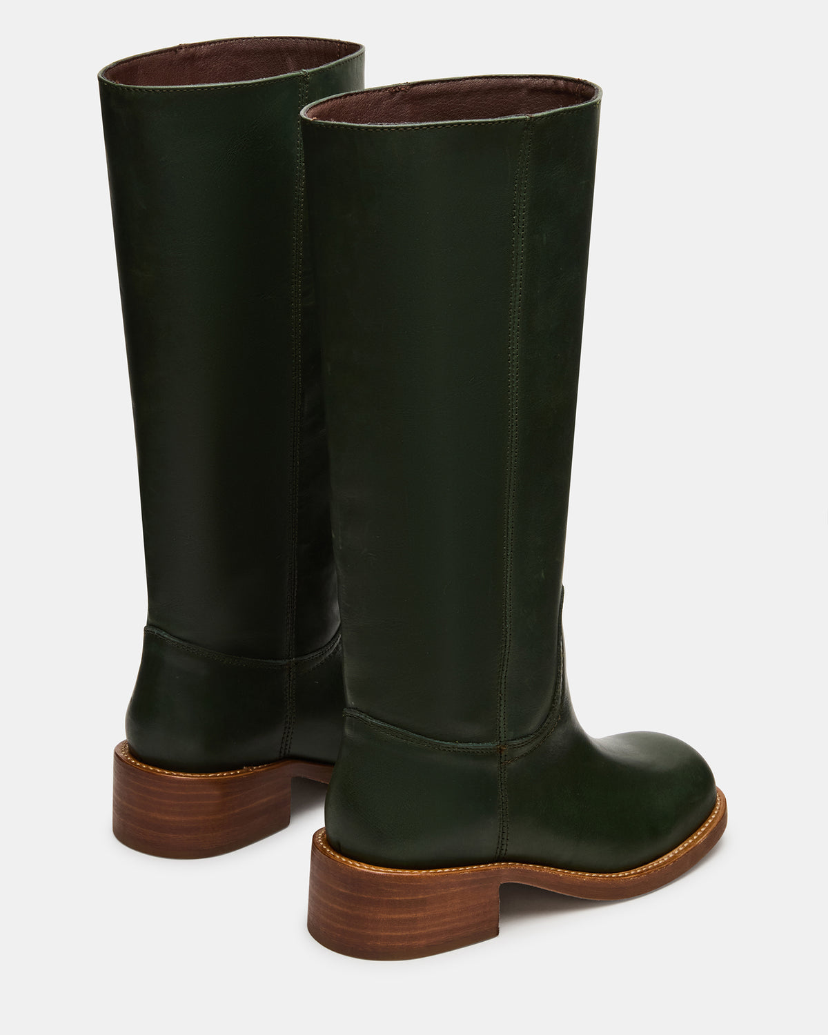 RIGGS Dark Green Leather Square-Toe Women's Boot Steve Madden DARK GREEN LEATHER