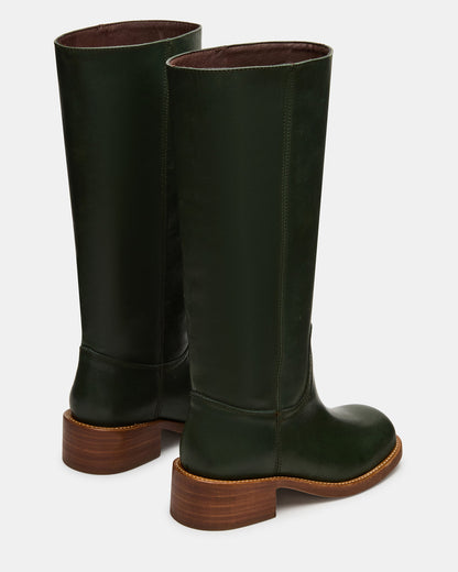 RIGGS Dark Green Leather Square-Toe Women's Boot Steve Madden DARK GREEN LEATHER