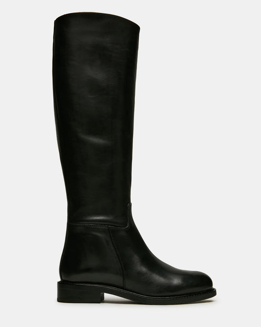 BELMONT Black Leather Knee-High Women's Riding Boot Steve Madden BLACK LEATHER