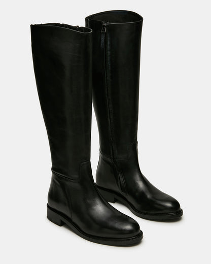 BELMONT Black Leather Knee-High Women's Riding Boot Steve Madden BLACK LEATHER