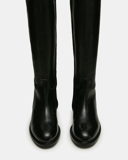 BELMONT Black Leather Knee-High Women's Riding Boot Steve Madden BLACK LEATHER