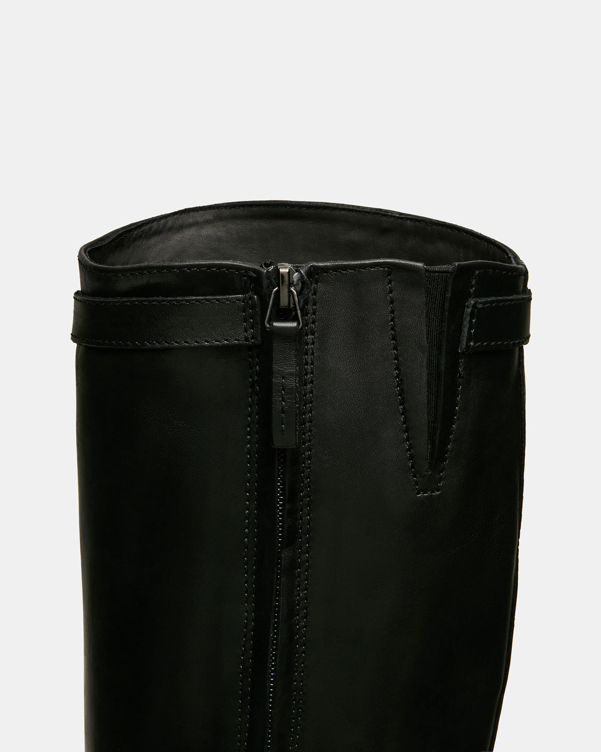BEXLEY Black Leather Knee-High Round-Toe Buckle Women's Boot Steve Madden BLACK LEATHER