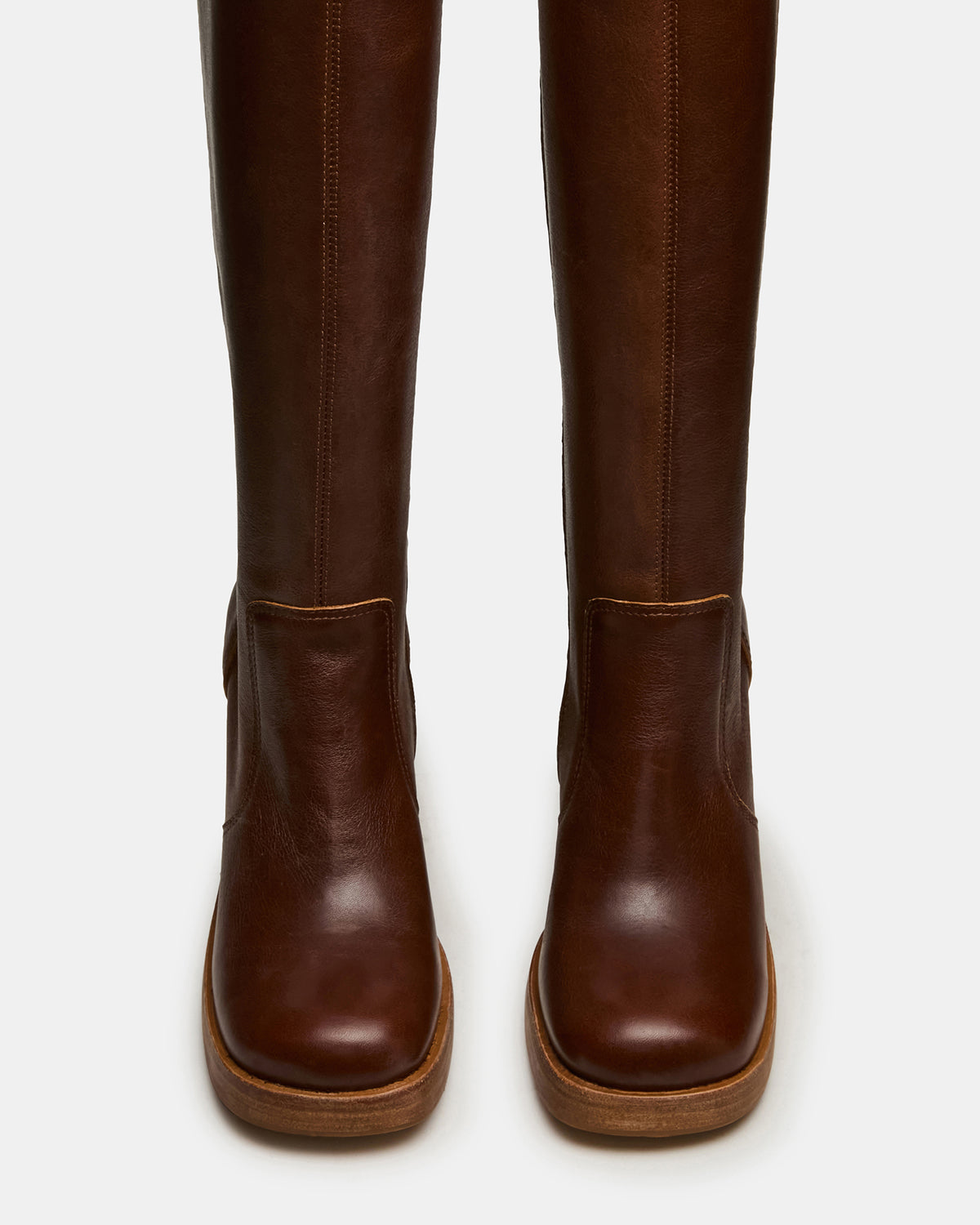 FOLIE Rust Leather Square-Toe Block Heel Knee-High Women's Boot Steve Madden RUST LEATHER