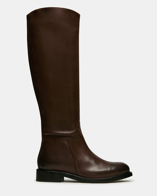 BELMONT Brown Leather Knee-High Women's Riding Boot Steve Madden BROWN LEATHER