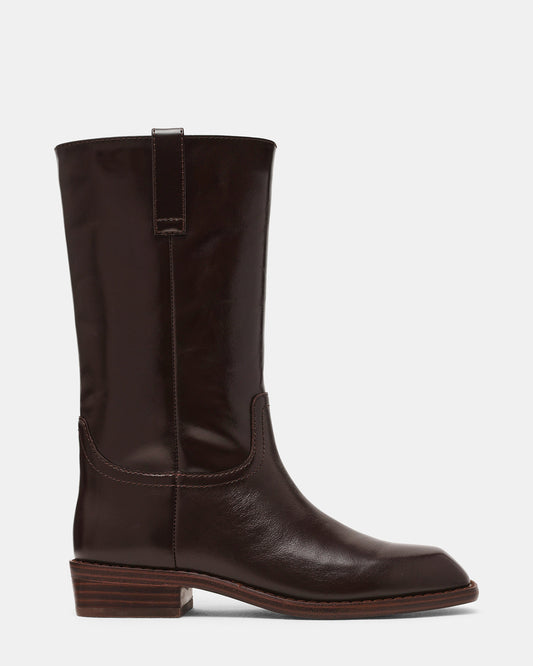 PRIMO Brown Leather Square-Toe Women's Boot Steve Madden BROWN LEATHER