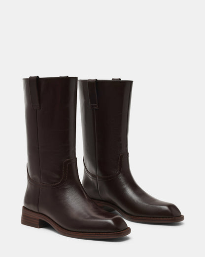 PRIMO Brown Leather Square-Toe Women's Boot Steve Madden BROWN LEATHER