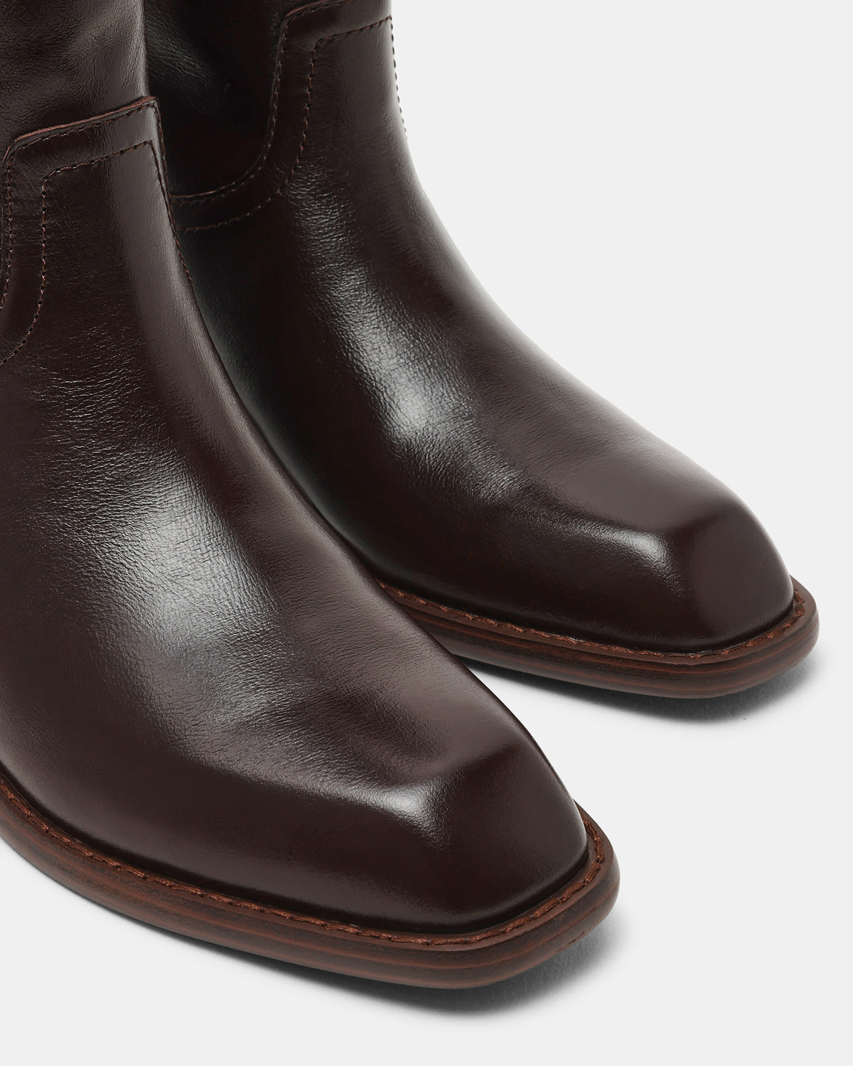 PRIMO Brown Leather Square-Toe Women's Boot Steve Madden BROWN LEATHER