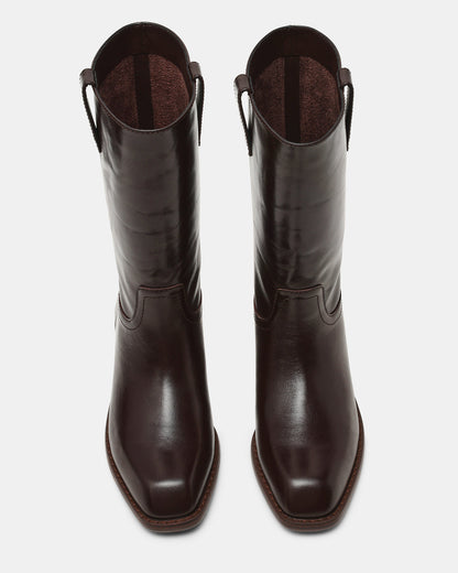 PRIMO Brown Leather Square-Toe Women's Boot Steve Madden BROWN LEATHER