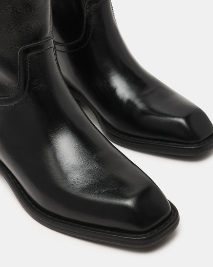 PRIMO Black Leather Square-Toe Women's Boot Steve Madden BLACK LEATHER