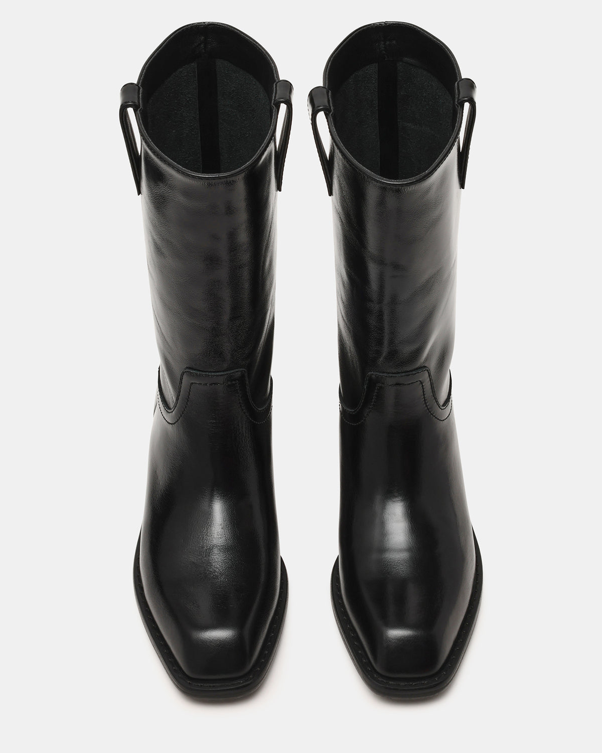 PRIMO Black Leather Square-Toe Women's Boot Steve Madden BLACK LEATHER