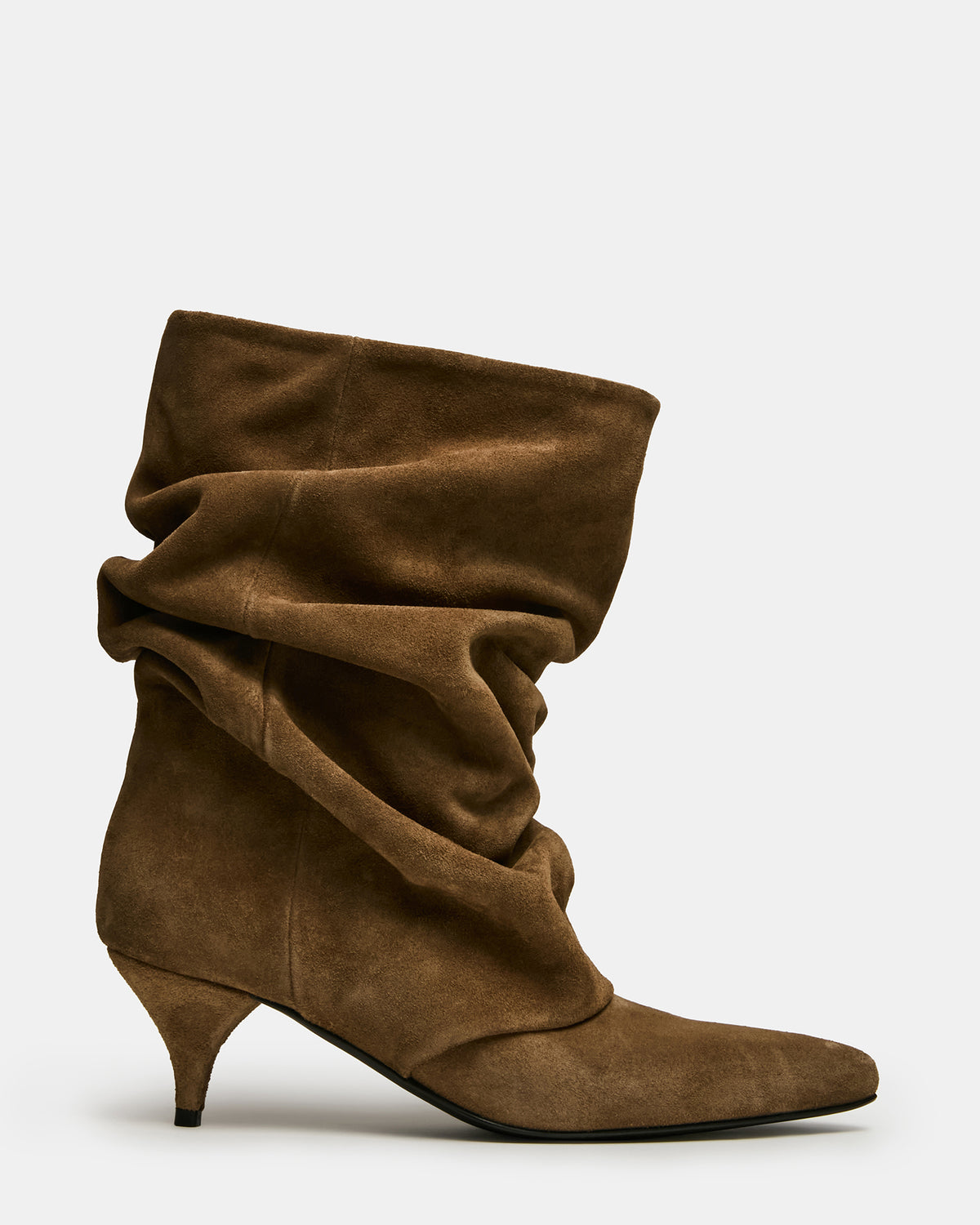 LEXEN Taupe Suede Pointed-Toe Fold-Over Scrunched Women's Ankle Boot Steve Madden TAUPE SUEDE