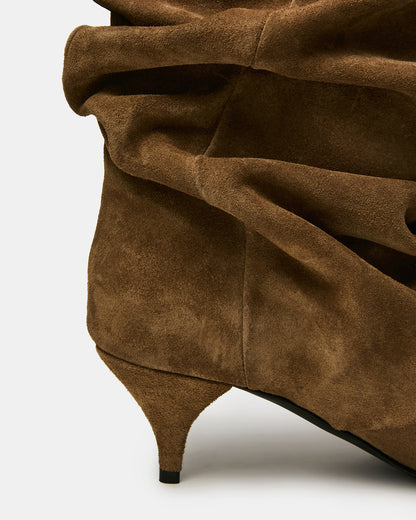 LEXEN Taupe Suede Pointed-Toe Fold-Over Scrunched Women's Ankle Boot Steve Madden TAUPE SUEDE
