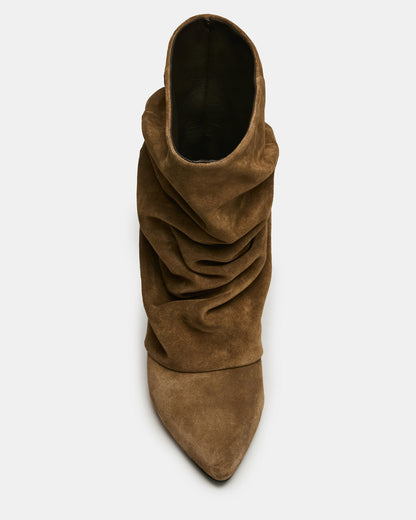 LEXEN Taupe Suede Pointed-Toe Fold-Over Scrunched Women's Ankle Boot Steve Madden TAUPE SUEDE