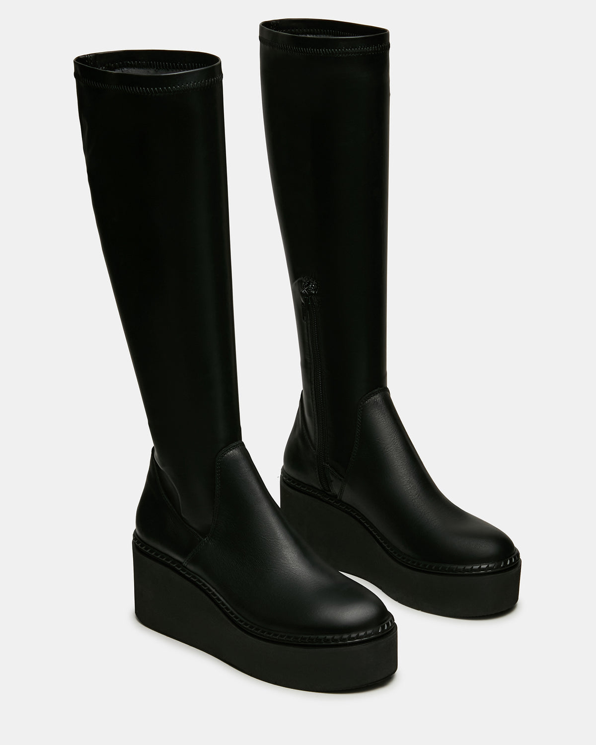 DRACO Black Knee-High Round-Toe Platform Women's Boot Steve Madden BLACK