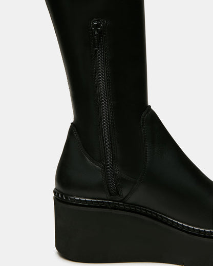 DRACO Black Knee-High Round-Toe Platform Women's Boot Steve Madden BLACK