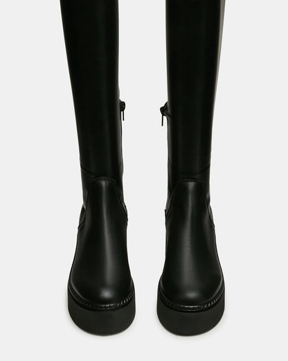 DRACO Black Knee-High Round-Toe Platform Women's Boot Steve Madden BLACK