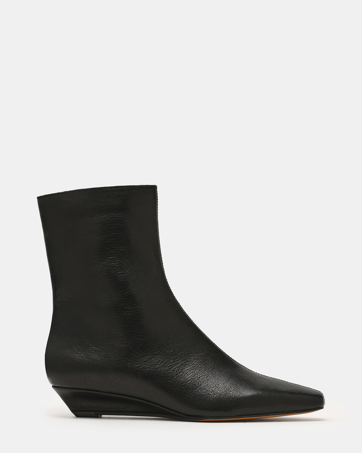 FLAIRE Black Leather Square-Toe Wedge Bootie Women's Ankle Boot Steve Madden BLACK LEATHER