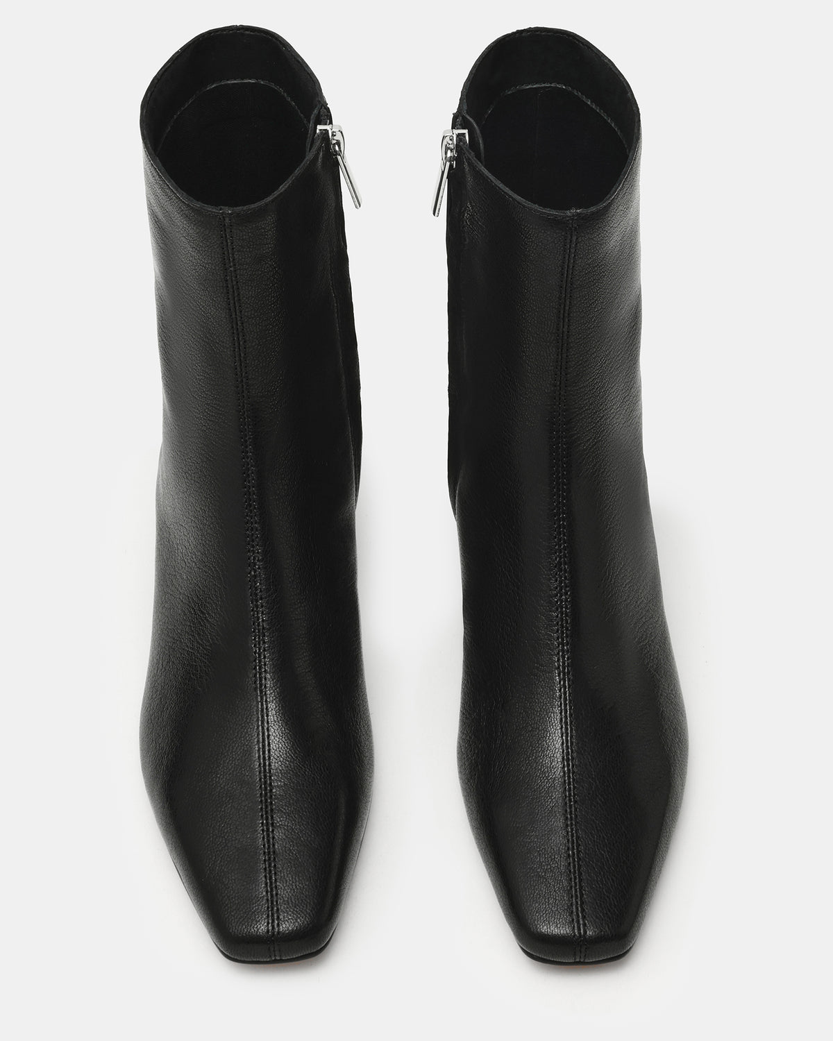 FLAIRE Black Leather Square-Toe Wedge Bootie Women's Ankle Boot Steve Madden BLACK LEATHER