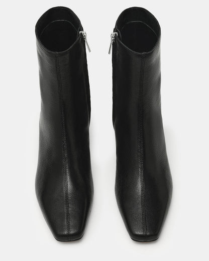FLAIRE Black Leather Square-Toe Wedge Bootie Women's Ankle Boot Steve Madden BLACK LEATHER