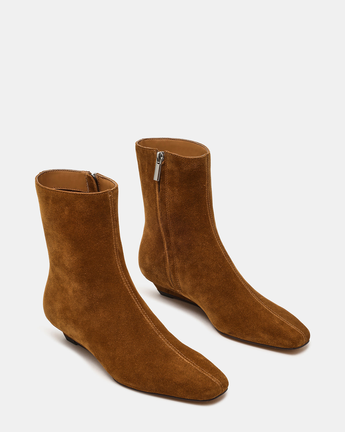 FLAIRE Sand Suede Square-Toe Wedge Bootie Women's Ankle Boot Steve Madden SAND SUEDE