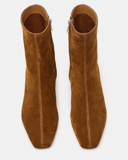FLAIRE Sand Suede Square-Toe Wedge Bootie Women's Ankle Boot Steve Madden SAND SUEDE