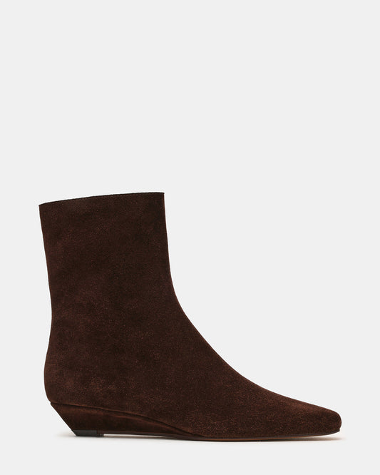 FLAIRE Brown Suede Square-Toe Wedge Bootie Women's Ankle Boot Steve Madden BROWN SUEDE