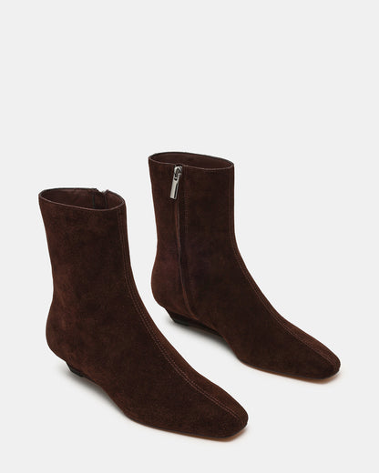 FLAIRE Brown Suede Square-Toe Wedge Bootie Women's Ankle Boot Steve Madden BROWN SUEDE