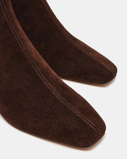 FLAIRE Brown Suede Square-Toe Wedge Bootie Women's Ankle Boot Steve Madden BROWN SUEDE