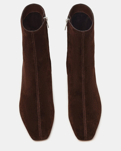 FLAIRE Brown Suede Square-Toe Wedge Bootie Women's Ankle Boot Steve Madden BROWN SUEDE