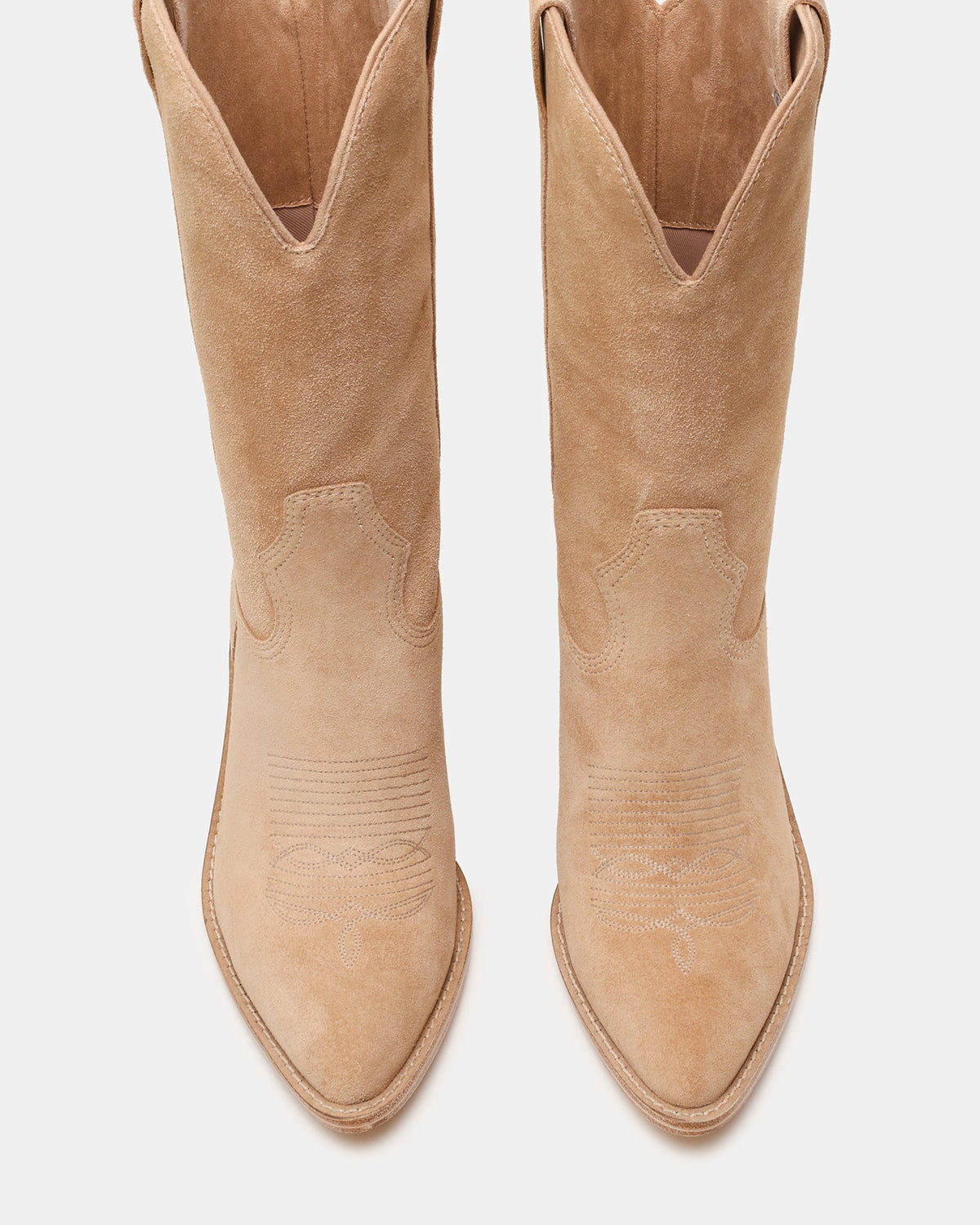 SALLY Sand Suede Pointed-Toe Western Block Heel Women's Boot Steve Madden SAND SUEDE