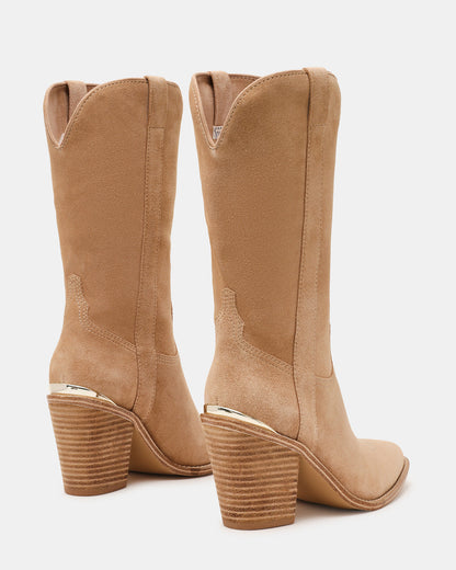 SALLY Sand Suede Pointed-Toe Western Block Heel Women's Boot Steve Madden SAND SUEDE