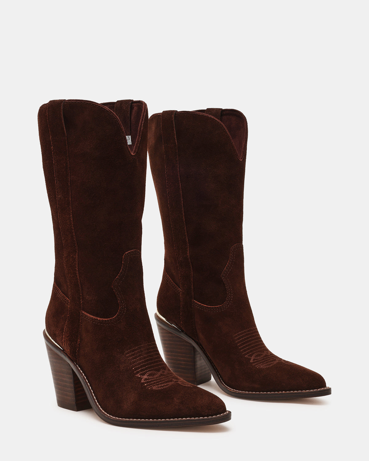 SALLY Brown Suede Pointed-Toe Western Block Heel Women's Boot Steve Madden BROWN SUEDE