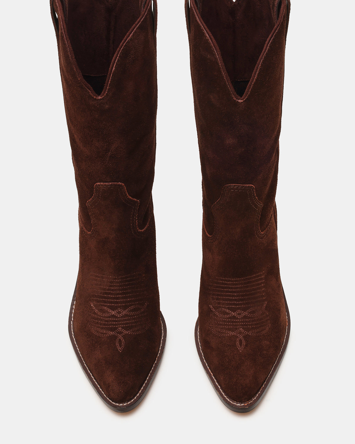 SALLY Brown Suede Pointed-Toe Western Block Heel Women's Boot Steve Madden BROWN SUEDE