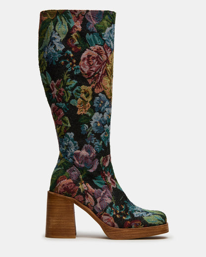 FOLIE Tapestry Square-Toe Block Heel Knee-High Women's Boot Steve Madden TAPESTRY