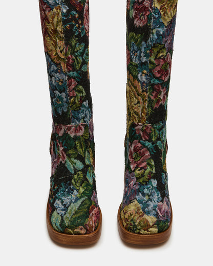 FOLIE Tapestry Square-Toe Block Heel Knee-High Women's Boot Steve Madden TAPESTRY