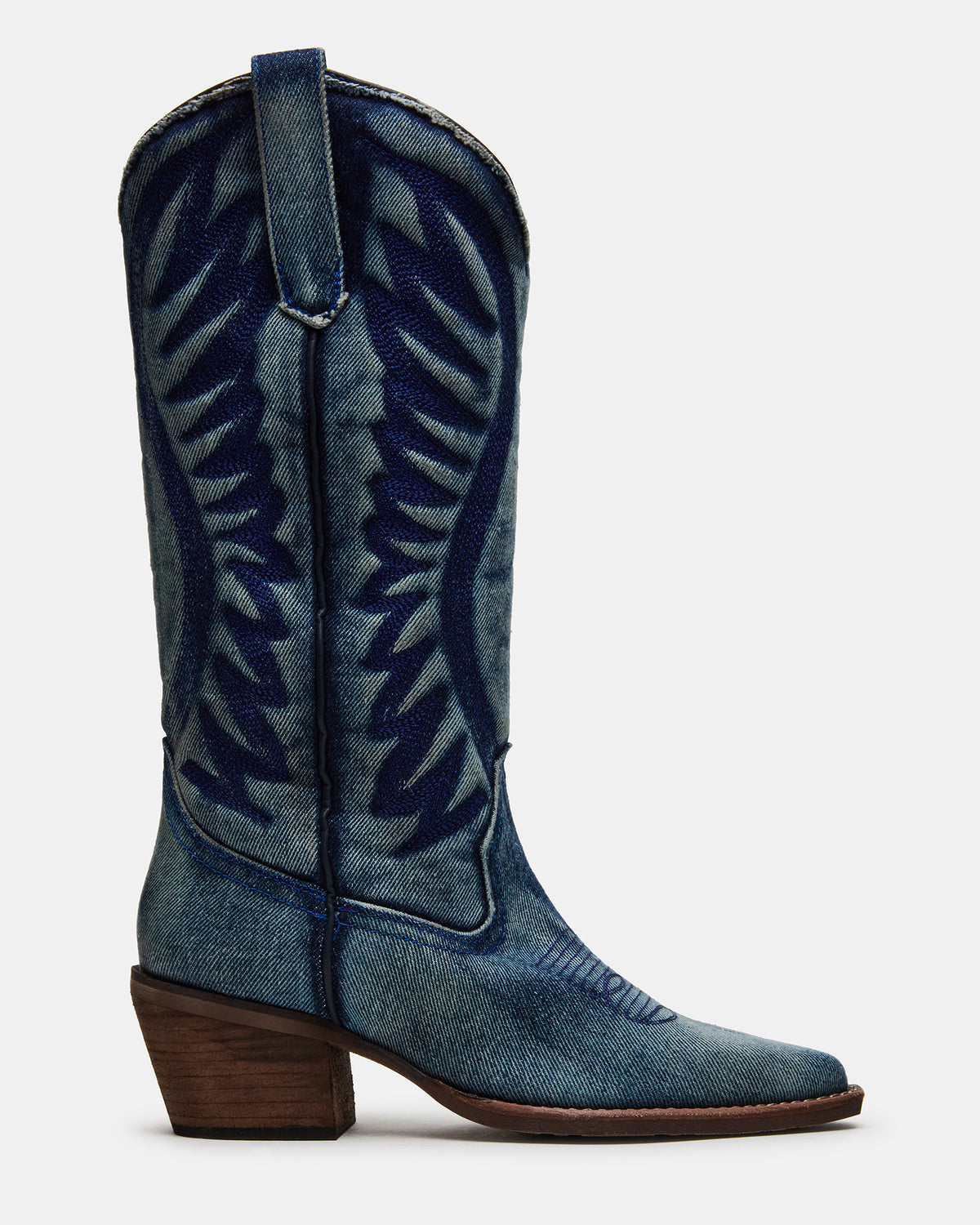ALBANY Denim Fabric Pointed-Toe Women's Western Boot Steve Madden DENIM FABRIC