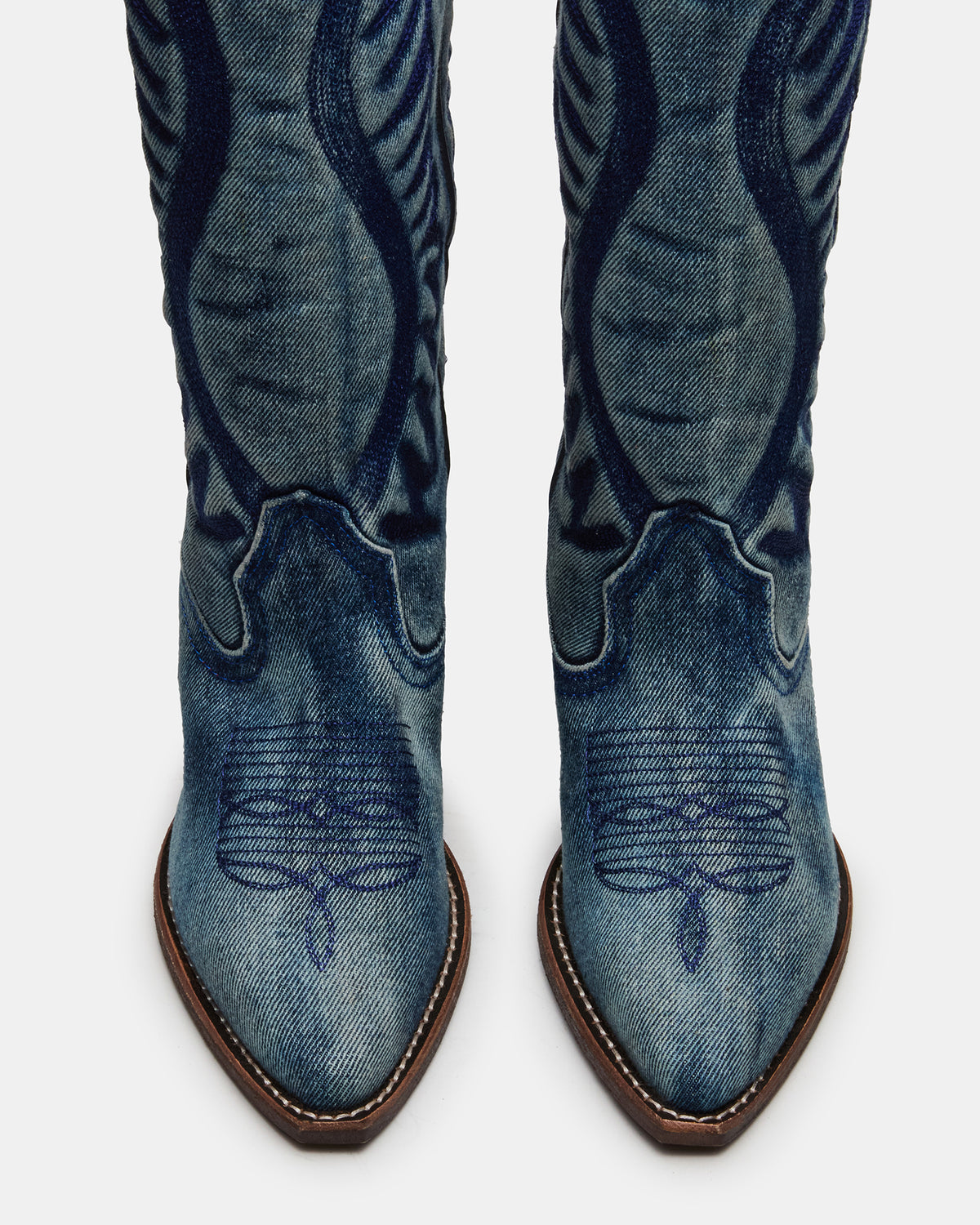 ALBANY Denim Fabric Pointed-Toe Women's Western Boot Steve Madden DENIM FABRIC