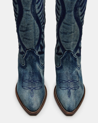 ALBANY Denim Fabric Pointed-Toe Women's Western Boot Steve Madden DENIM FABRIC